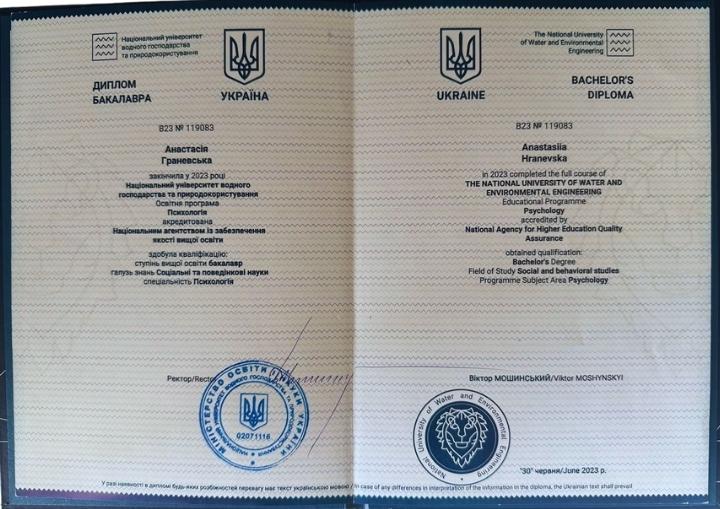 сертификат психолога